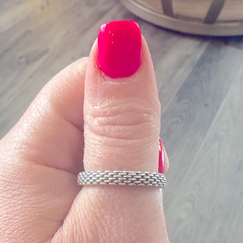 Tiffany & Co. Sterling Silver Braided Band Ring with Pink Accent